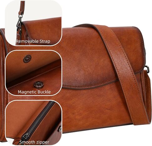 Iswee Leather Crossbody Bags for Women Shoulder Handbags and Purses with Multi Pocket and Two Straps Travel Satchel Medium in Saudi Arabia