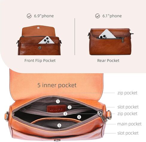Iswee Leather Crossbody Bags for Women Shoulder Handbags and Purses with Multi Pocket and Two Straps Travel Satchel Medium in Saudi Arabia