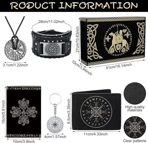 9 Pcs Christmas Viking Gifts Set for Men Blanket Socks Coffee Mug Leather Wallet Vegvísir Necklace Bracelet Keychain Card and Box Viking Amulet Gifts for Norse Mythology Medieval Lovers in Saudi Arabia