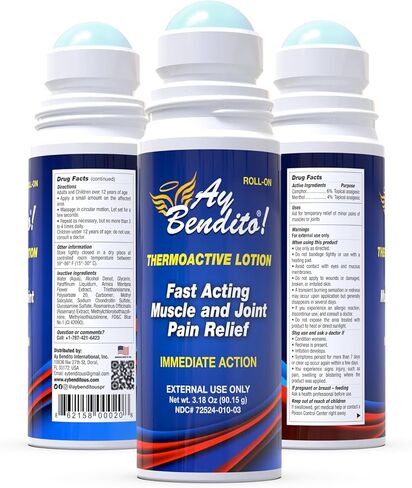 Ay Bendito! Thermoactive Lotion for Faster Pain Relief on Joints and Muscle Function - 3.18 oz Roll-on - Two Pack in Saudi Arabia
