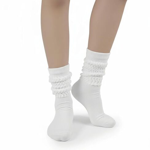 Scrunch Crew Socks for Women: Cotton Vintage Slouch Boot Socks with Cushioned for Gym 3 Pack Size 6-11 in Saudi Arabia