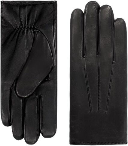 Fratelli Orsini Winter Gloves Aldo for Men - Lambskin Leather Gloves with lambswool lining & touchscreen - color Black in Saudi Arabia