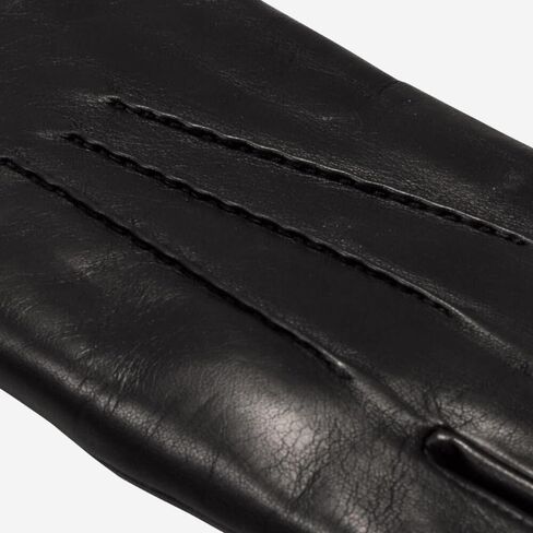 Fratelli Orsini Winter Gloves Aldo for Men - Lambskin Leather Gloves with lambswool lining & touchscreen - color Black in Saudi Arabia