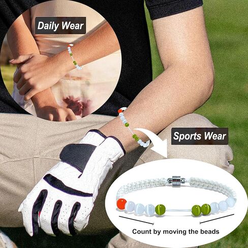 Magnetic Clasp Golf Stroke Counter Bracelet | Handmade Jewelry Durable Military Paracord | Scorekeeper Accessory for Golfers | 10 Color-Coded and 6mm Cat Eye Beads | Unique Holiday Gift for Men Women in Kuwait