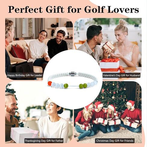 Magnetic Clasp Golf Stroke Counter Bracelet | Handmade Jewelry Durable Military Paracord | Scorekeeper Accessory for Golfers | 10 Color-Coded and 6mm Cat Eye Beads | Unique Holiday Gift for Men Women in Kuwait
