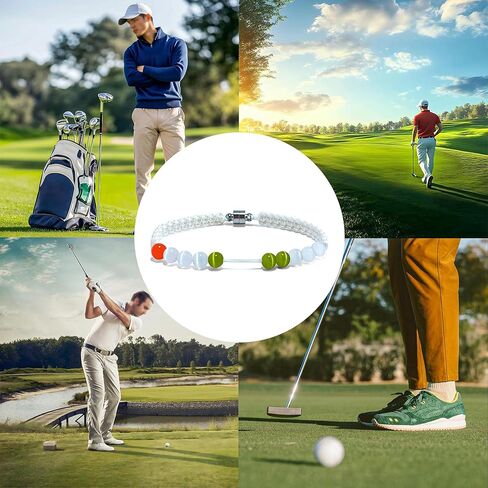 Magnetic Clasp Golf Stroke Counter Bracelet | Handmade Jewelry Durable Military Paracord | Scorekeeper Accessory for Golfers | 10 Color-Coded and 6mm Cat Eye Beads | Unique Holiday Gift for Men Women in Kuwait