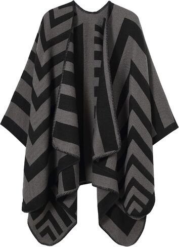 سترة نسائية دافئة شال ملفوفة كاجوال بعباءات كيب شالات مفتوحة من الأمام لخريف وشتاء in Kuwait