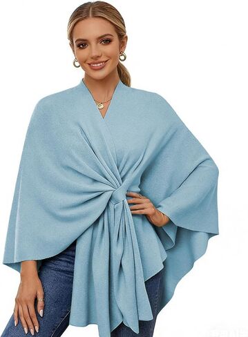 Fleece Drape Shawl, Elegant Solid Color Cape, Soft Warm Open Front Poncho Cardigan Sweater Shawl Wraps for Women Fall Winter in Saudi Arabia