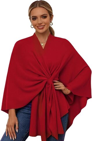 Fleece Drape Shawl, Elegant Solid Color Cape, Soft Warm Open Front Poncho Cardigan Sweater Shawl Wraps for Women Fall Winter in Saudi Arabia