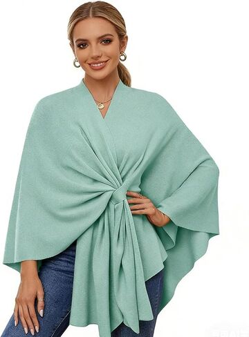 Fleece Drape Shawl, Elegant Solid Color Cape, Soft Warm Open Front Poncho Cardigan Sweater Shawl Wraps for Women Fall Winter in Saudi Arabia
