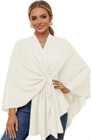 Fleece Drape Shawl, Elegant Solid Color Cape, Soft Warm Open Front Poncho Cardigan Sweater Shawl Wraps for Women Fall Winter in Saudi Arabia