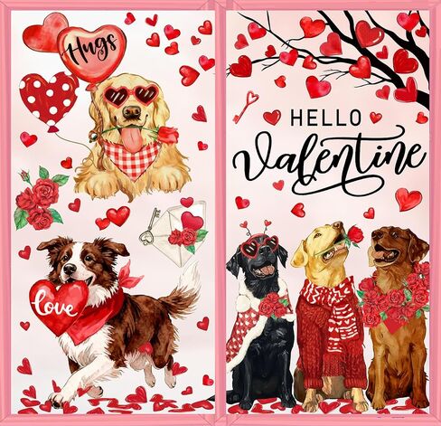 Valentine's Day Window Clings Window Stickers Love Heart Dog Double-Sided Glass Decals for Wedding Anniversary Home Office Classroom Party Wall Decor, 9 Sheets in Saudi Arabia