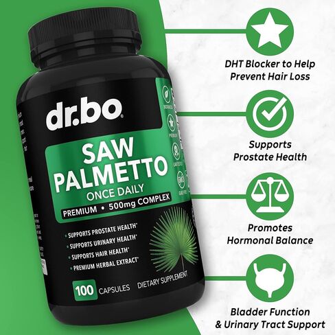 Saw Palmetto for Men Prostate Health - Hair Growth Plus Bladder Control Supplements Complex & DHT Blocker for Women & Men - Pure Saw Palmetto Hair Loss Supplement Support Extract & Urination Pills Aid in Saudi Arabia