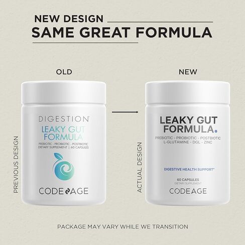 Codeage Leaky Gut Supplement, L-Glutamine, N-Acetylglucosamine, Probiotic, Butyric Acid, Polyphenols, Quercetin, DGL, Marshmallow Root, Berberine, BioPerine, Cinnamon, Vegan, Non-GMO, 60 Capsules in Saudi Arabia