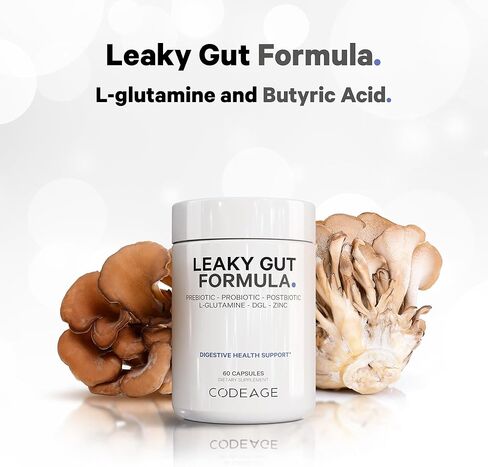 Codeage Leaky Gut Supplement, L-Glutamine, N-Acetylglucosamine, Probiotic, Butyric Acid, Polyphenols, Quercetin, DGL, Marshmallow Root, Berberine, BioPerine, Cinnamon, Vegan, Non-GMO, 60 Capsules in Saudi Arabia