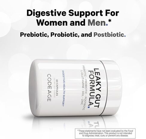 Codeage Leaky Gut Supplement, L-Glutamine, N-Acetylglucosamine, Probiotic, Butyric Acid, Polyphenols, Quercetin, DGL, Marshmallow Root, Berberine, BioPerine, Cinnamon, Vegan, Non-GMO, 60 Capsules in Saudi Arabia