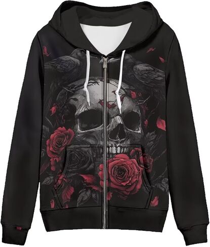 Irisjudy Women Sweatshirt Tops XS-5XL Island Tribal Sport Hoodies, Music Notes, Sunflowers Zip up Jackets Fall Pullovers in Saudi Arabia