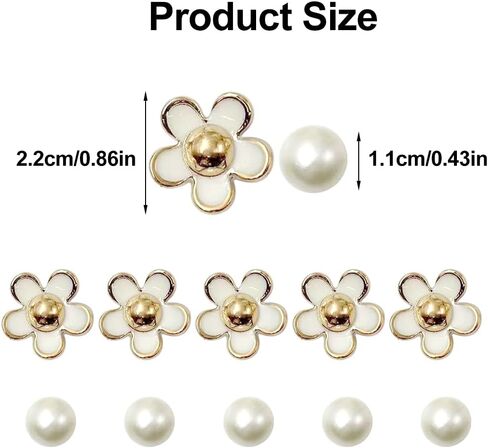18PCS White Dasiy Pearl Shoe Charms Flower Pearls Shoe Decorations Charm Set Cute Flowers Junk Charms for Shoes Decoration Fashion Womens Floral Shoes Resin Buckle Decor Accessories for Women in Saudi Arabia
