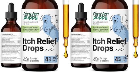 Itchy Skin Drops for Dogs - Soothing Drops w/Stinging Nettle Leaf & Centella Asiatica Extract for Itchy Paws - Skin and Coat Supplement for All Breeds & Sizes - 2 fl oz in Kuwait