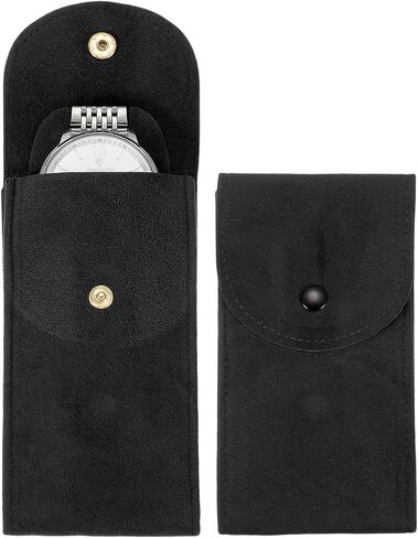 uxcell 2 Pcs Velvet Watch Pouch, 5.1 x 2.8 Inch Portable Travel Case Jewelry Storage Bag Single Watch Storage Pouch for Men and Women with Snap Button for Travel Home, Blue in Saudi Arabia