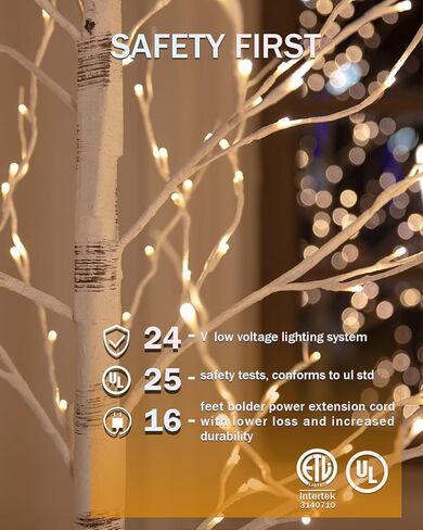 مجموعة شجرة البتولا المضيئة 6 أقدام * 2 مع 320 (160 * 2) أضواء LED بيضاء دافئة لديكور العطلات - تصميم واقعي، معتمد من UL، قابل للتعتيم، مقاوم للماء IP44 - مثالي للديكور الداخلي والخارجي in Kuwait