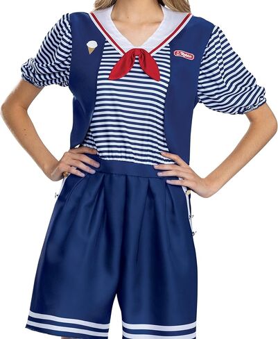 زي Robin Scoops Ahoy التنكري النسائي من Disguise، زي Stranger Things الرسمي للبالغين مع قبعة وبذلة in Kuwait
