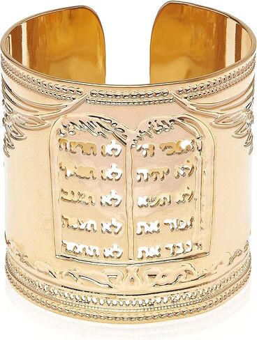 Cuff Bracelet, Ten Commandments, Modern Jewelry, Hebrew Bracelet, Inspirational Bracelet, Angel Cuff, Jewish Jewelry for Women Packaged and Ready for Gift Giving, Handmade in Israel in Saudi Arabia
