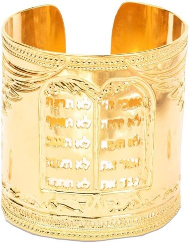 Cuff Bracelet, Ten Commandments, Modern Jewelry, Hebrew Bracelet, Inspirational Bracelet, Angel Cuff, Jewish Jewelry for Women Packaged and Ready for Gift Giving, Handmade in Israel in Saudi Arabia