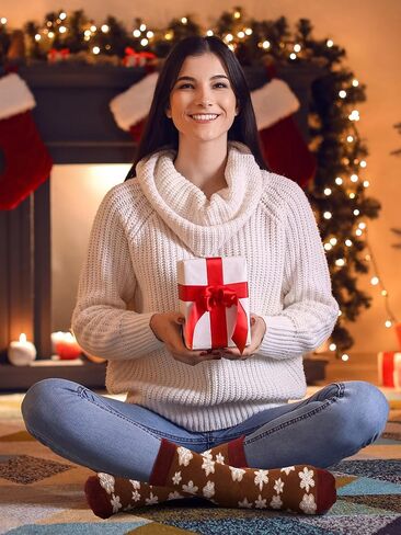 12 زوجًا من الجوارب المضحكة لرجل الزنجبيل تحت عنوان هدايا عيد الميلاد السائبة للرجال والنساء، جورب طاقم من القطن القابل للتنفس لشتاء عيد الميلاد in Saudi Arabia