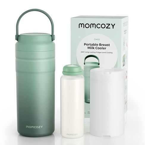 Momcozy 22oz مبرد حليب الثدي المحمول للخارج، تبريد إجمالي 360 درجة لمدة 24 ساعة، مبرد حليب الثدي بسعة أكبر للسفر مع قطعتين من زجاجات الأطفال لتخزين حليب الثدي، أساسيات الرضاعة الطبيعية in Kuwait