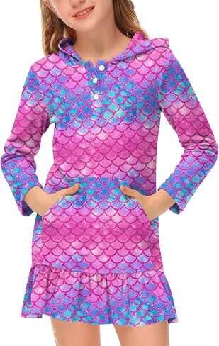 BesserBay Girl's Ruffle Bathrobe Beach Button Down Hooded Terry Cover Ups 3-14 Years in Saudi Arabia