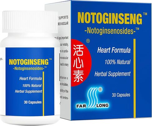 NOTOGINSENG ™، دعم صحة القلب، مكمل غذائي طبيعي 100% للقلب، 90% Notoginsenosides، سان تشي، 30 كبسولة، Farlong in Saudi Arabia