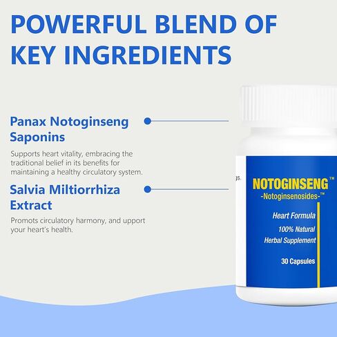 NOTOGINSENG ™، دعم صحة القلب، مكمل غذائي طبيعي 100% للقلب، 90% Notoginsenosides، سان تشي، 30 كبسولة، Farlong in Saudi Arabia