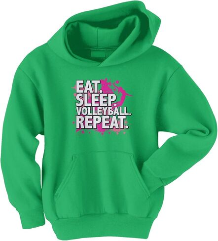 Threadrock Big Girls' Eat Sleep Volleyball Repeat Youth Hoodie Sweatshirt in Saudi Arabia