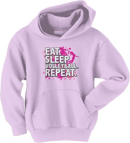 Threadrock Big Girls' Eat Sleep Volleyball Repeat Youth Hoodie Sweatshirt in Saudi Arabia