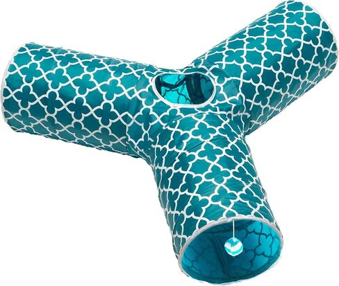 Prosper Pet Cat Tunnel - قابلة للطي 3 طريقة لعب لعبة - متعة أنبوب للأرانب والقطط والكلاب - أسود/أكوا in Kuwait