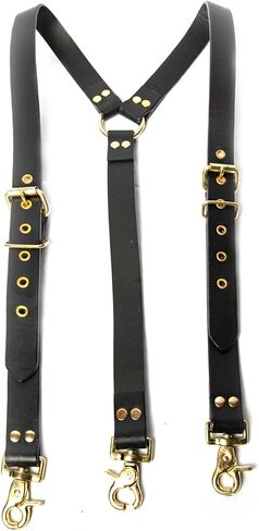 Hulara Full Grain Buff Leather Suspenders For Men/Women Adjustable Back Y Design Dress Suspenders For Men Black Leather Suspenders For Men/Grooms/Wedding/Gift Mens Suspenders in Saudi Arabia