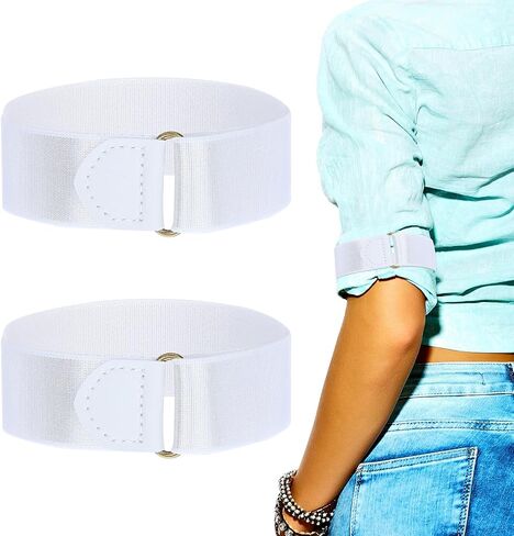 Bremorou 2 Park Sleeve Garters للرجال، شريط ذراع مرن أسود كم أربطة ذراع قابلة للتعديل قابلة للتمدد وقابلة للتعديل ومضادة للانزلاق قميص طويل الأكمام وحاملات ذراع للرجال من العشرينيات من القرن العشرين (أسود، أبيض) in Saudi Arabia