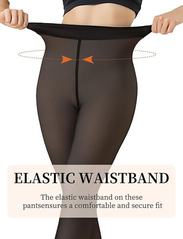Buauty Fleece Lined Tights Sheer for Women-Fake Translucent Thermal Leggings High Waist Thick Warm Pantyhose for Winter in Saudi Arabia