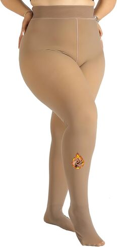 Fleece Lined Tights Women Plus Size, Winter Warm Pantyhose,Fake Translucent Thermal Faux leggings Skin Colored in Saudi Arabia