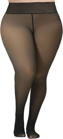Fleece Lined Tights Women Plus Size, Winter Warm Pantyhose,Fake Translucent Thermal Faux leggings Skin Colored in Saudi Arabia