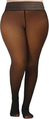 Fleece Lined Tights Women Plus Size, Winter Warm Pantyhose,Fake Translucent Thermal Faux leggings Skin Colored in Saudi Arabia