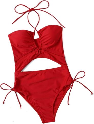 Women's Halter High Stretch Cutout One Piece Swimsuit Casual Monokini for Beach & Vacation in Saudi Arabia