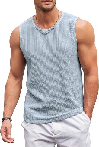 COOFANDY Men's Ribbed Knit Tank Tops Sleeveless Muscle T Shirts Casual Basic Tank Shirts in Saudi Arabia