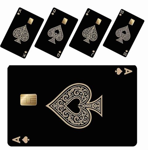 5 pcs Poker Theme Spades Debit Credit Card Skin Cover Sticker Waterproof Skins Cover for Cards in Saudi Arabia