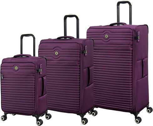 It Luggage Circulator 3 Piece Softside 8 Wheel Expandable Spinner Luggage Set, Italian Plum in Saudi Arabia
