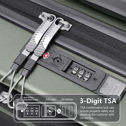 طقم أمتعة مكون من قطعتين، حقيبة حمل مع جيب أمامي ومنفذ USB وحقيبة أمتعة قابلة للتوسيع مقاس 28 بوصة، حقائب هجينة ناعمة ذات هيكل أمامي وصلب مع عجلات دوارة وقفل TSA، أخضر in Kuwait
