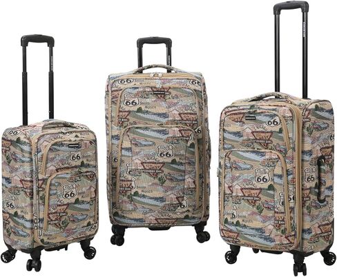 Karriage-Mate Route 66 Vintage 3-Piece Expandable Luggage Set - 20"/24"/28" Softside Suitcase with Spinner Wheels, 3 Pcs Hardside Lightweight luggage, Large Checked Travel Suitcases (66) in Saudi Arabia