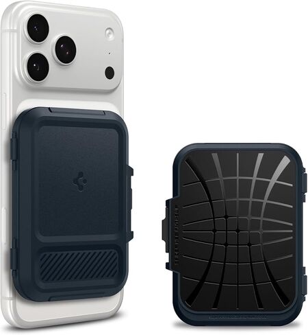 Spigen Tintap (MagFit+) حامل بطاقة محفظة مغناطيسية صلبة مصمم لمحفظة MagSafe المتوافقة مع iPhone 16 iPhone 15 iPhone 14 iPhone 13 iPhone 12 Models MagSafe Accessories - أسود in Kuwait