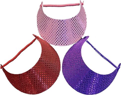Coil Foam Visor 3 Pack: 1 Purple Sequin, 1 Red Hat,1 Pink Sequin in Saudi Arabia